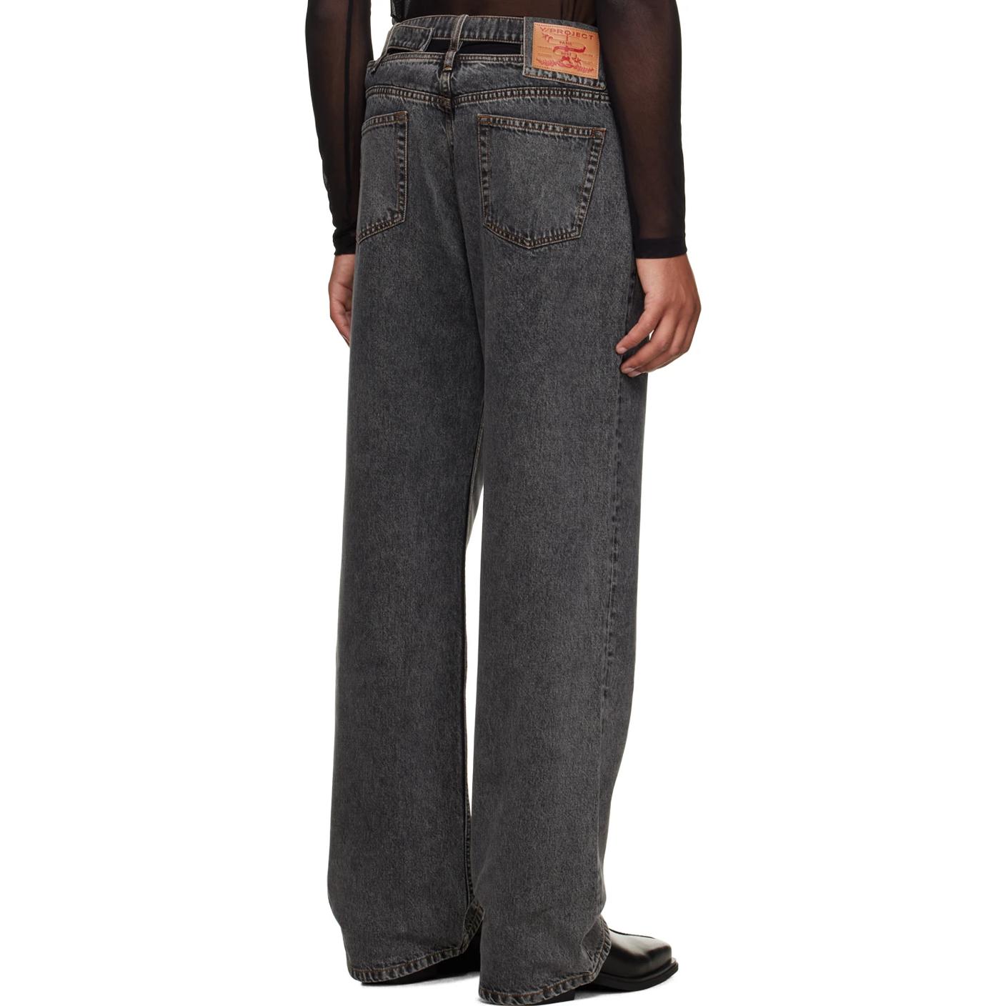 Shop Y/Project YProject Seluar Jeans Straight Fit Longgar Hitam Denim JEAN40S25VINTAGEBLACK