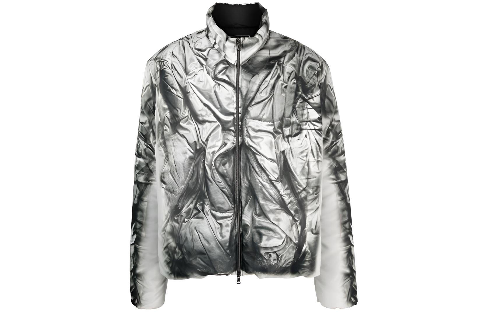 Y/Project YProject Abstract Print High Collar Zip-Up Jacket Unisex White JACK109S25