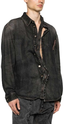 Y/Project Kemeja Denim Lengan Panjang Logo Tampal Asimetrik Unisex - Hitam 207SI004-BLACK Purchase Y/Project Kemeja Denim Lengan Panjang Logo Tampal Asimetrik Unisex - Hitam 207SI004-BLACK