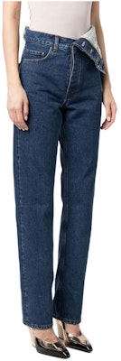 Y/Project アシンメトリーウエスト ストレートレッグジーンズ ユニセックス ブルー JEAN11S23D22NAVY Buy Y/Project アシンメトリーウエスト ストレートレッグジーンズ ユニセックス ブルー JEAN11S23D22NAVY