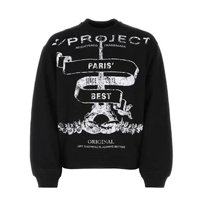 Y/Project YProject Black Pullover Sweatshirt with Color-Block Letter Print SWEAT50S24J85BLACK