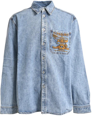 Y/Project YProject 蓝色字母标志牛仔夹克带缺角翻领 SHIRT69S5H2SBLU Buy Y/Project YProject 蓝色字母标志牛仔夹克带缺角翻领 SHIRT69S5H2SBLU