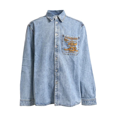 Y/Project YProject Blue Letter Logo Denim Jacket with Notched Collar SHIRT69S5H2SBLU