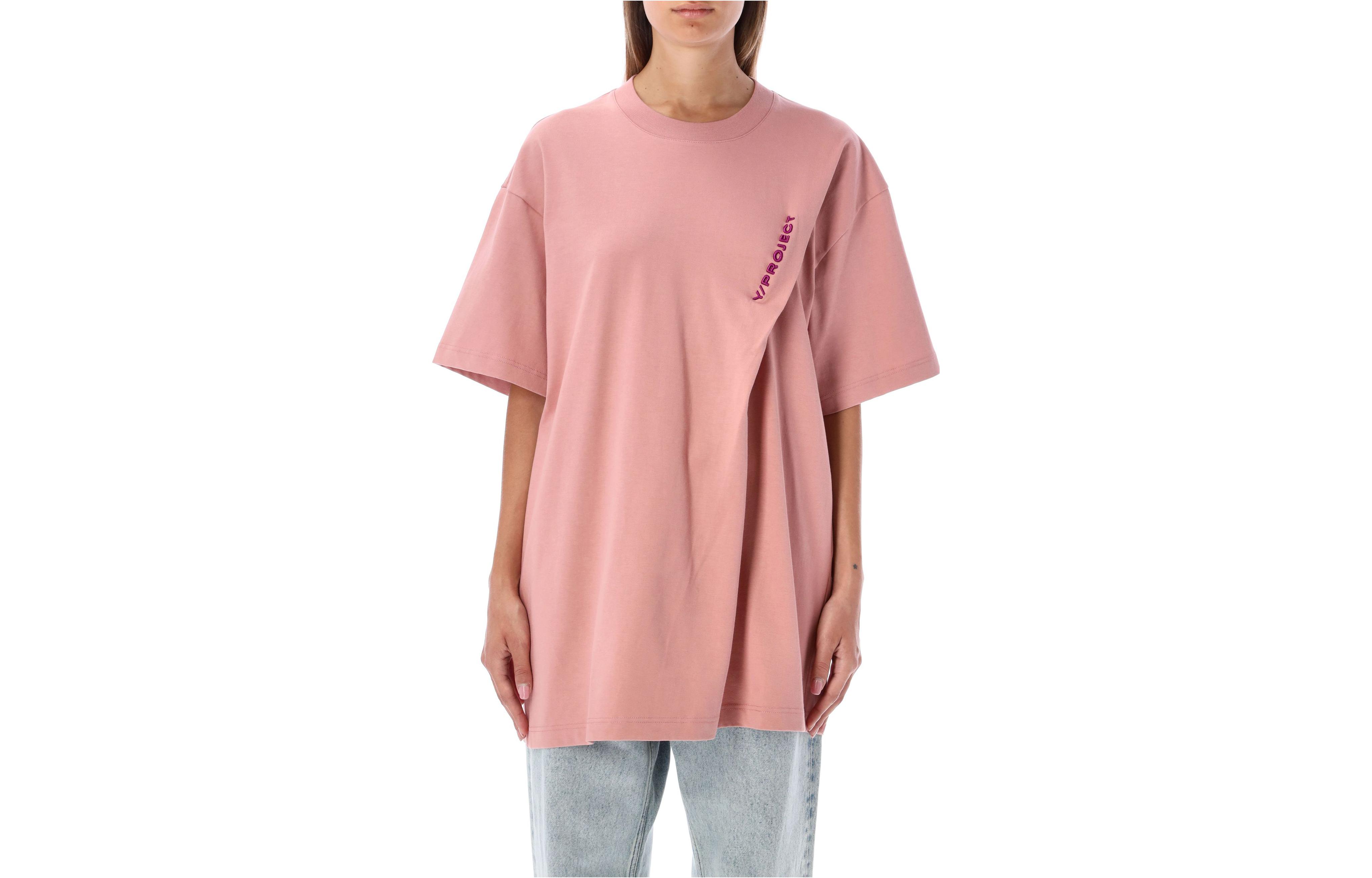 Y/Project YProject Casual Solid Color Embroidered Letter Crewneck Short Sleeve T-Shirt Unisex TS71S23J84SALMON