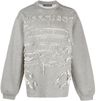 Y/Project YProject FW23 Unisex Vintage Embroidered Letter Pullover Crewneck Sweater SWEAT54S25-GREY Y/Project YProject FW23 Unisex Vintage Embroidered Letter Pullover Crewneck Sweater SWEAT54S25-GREY