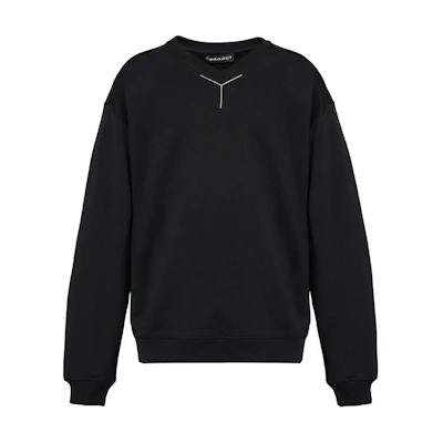 Y/Project YProject FW24 Black V-Neck Oversized Logo Pullover Sweatshirt. 204SH004J148-BLACK