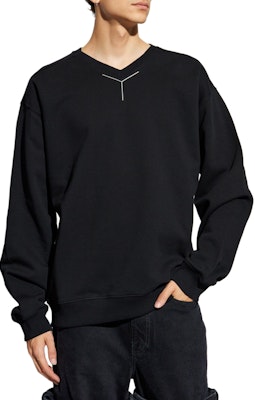 Y/Project FW24 Baju Sweatshirt Hitam V-Leher Logo Oversized. 204SH004J148-BLACK Lookbook Y/Project FW24 Baju Sweatshirt Hitam V-Leher Logo Oversized. 204SH004J148-BLACK