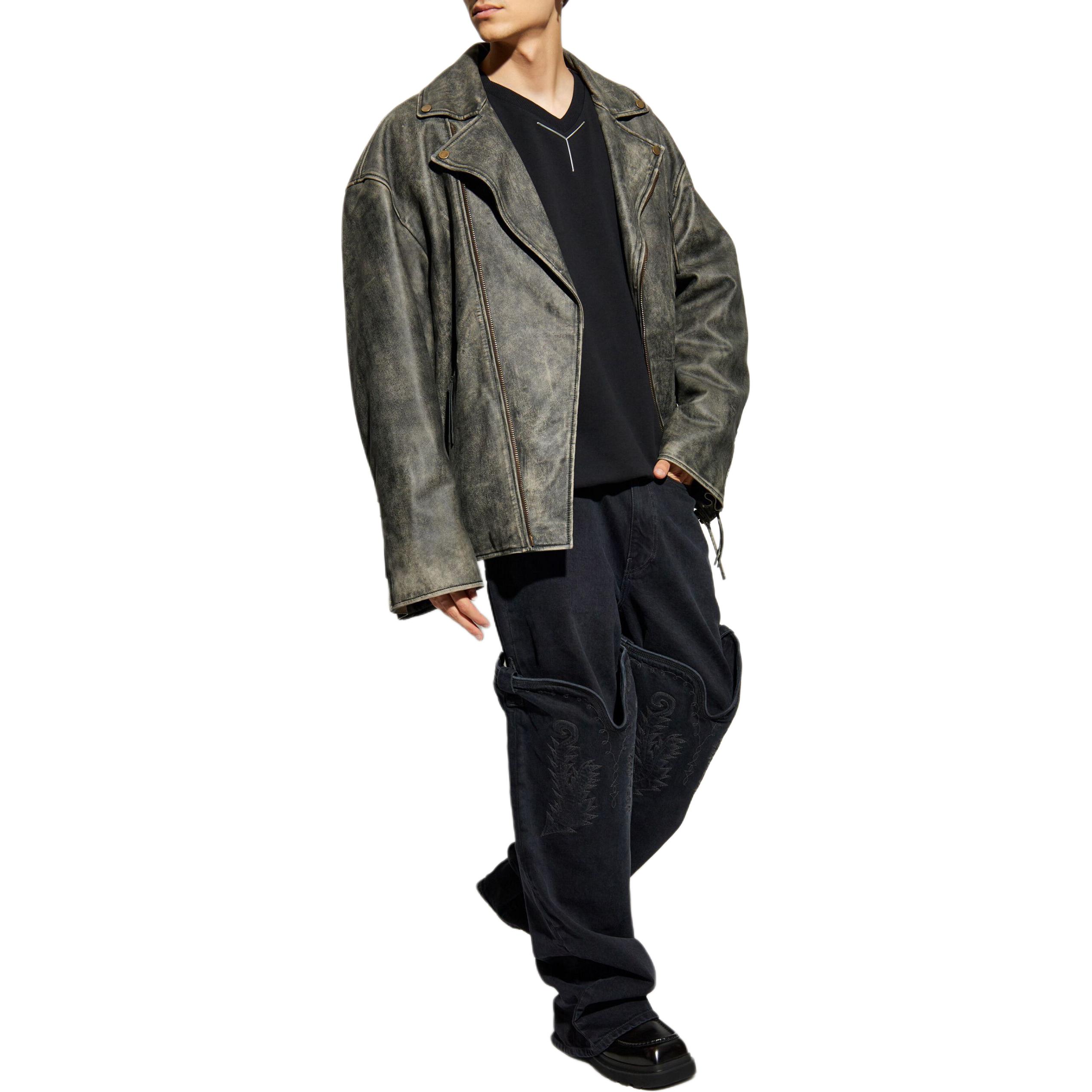 Purchase Y/Project FW24 Baju Sweatshirt Hitam V-Leher Logo Oversized. 204SH004J148-BLACK