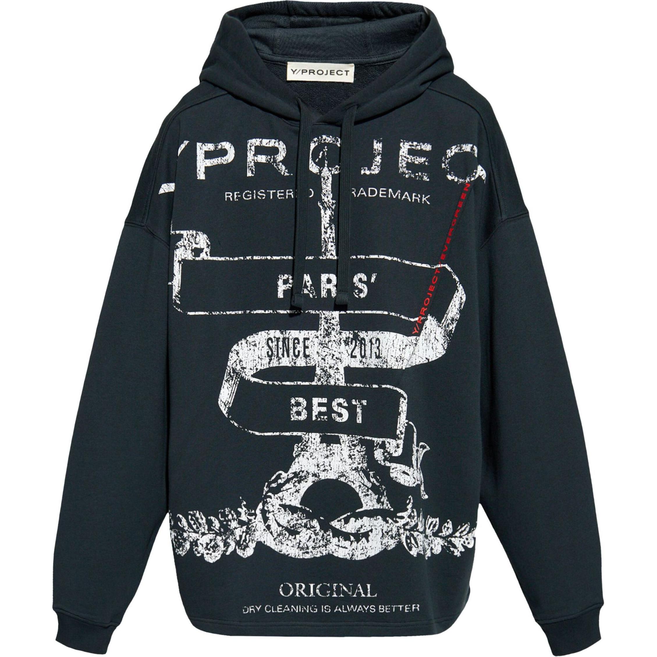 Order Y/Project FW24 Hoodie Grafik Oversaiz Lengan Panjang Hijau Gelap. 204SH002J132-GREEN