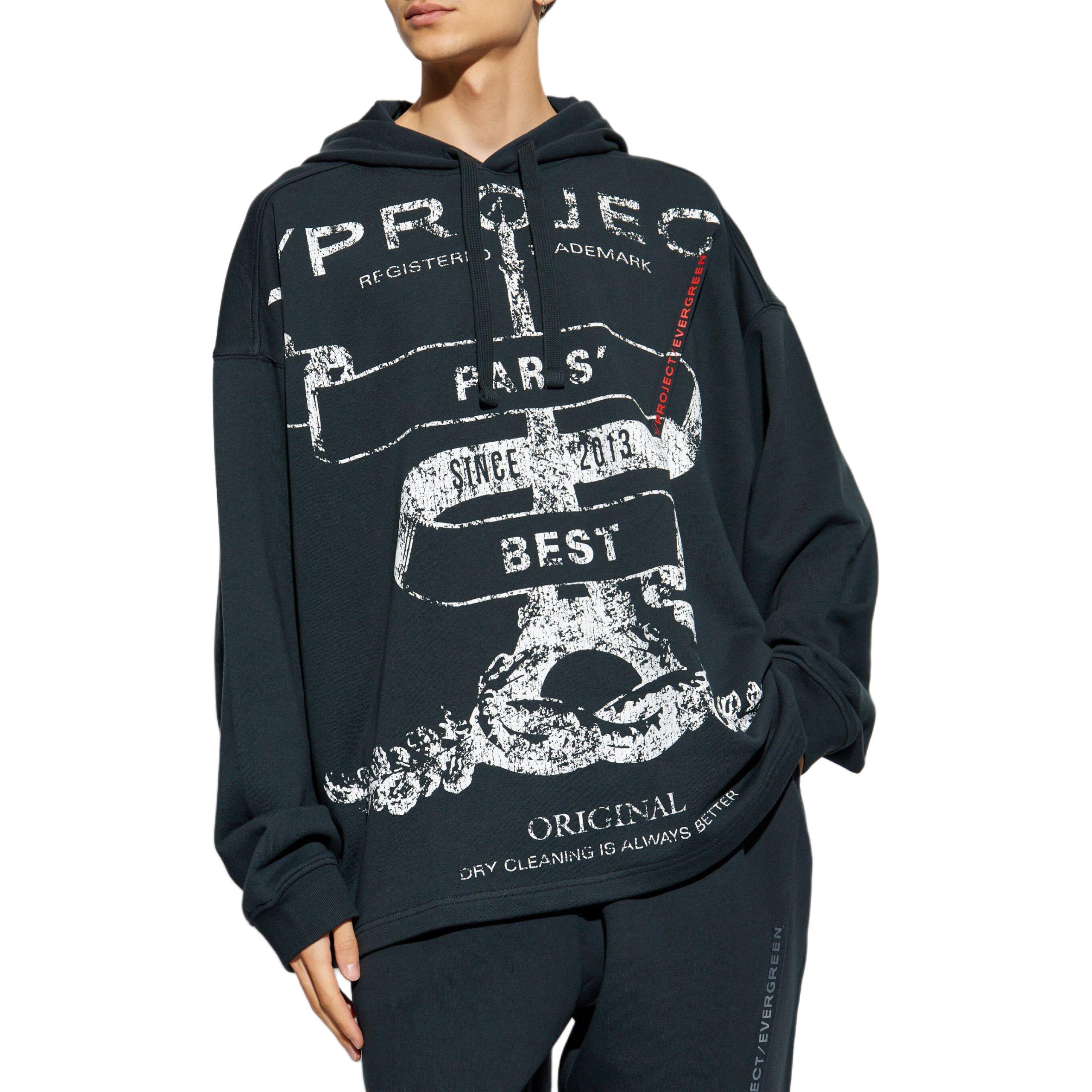 Lookbook Y/Project FW24 Hoodie Grafik Oversaiz Lengan Panjang Hijau Gelap. 204SH002J132-GREEN