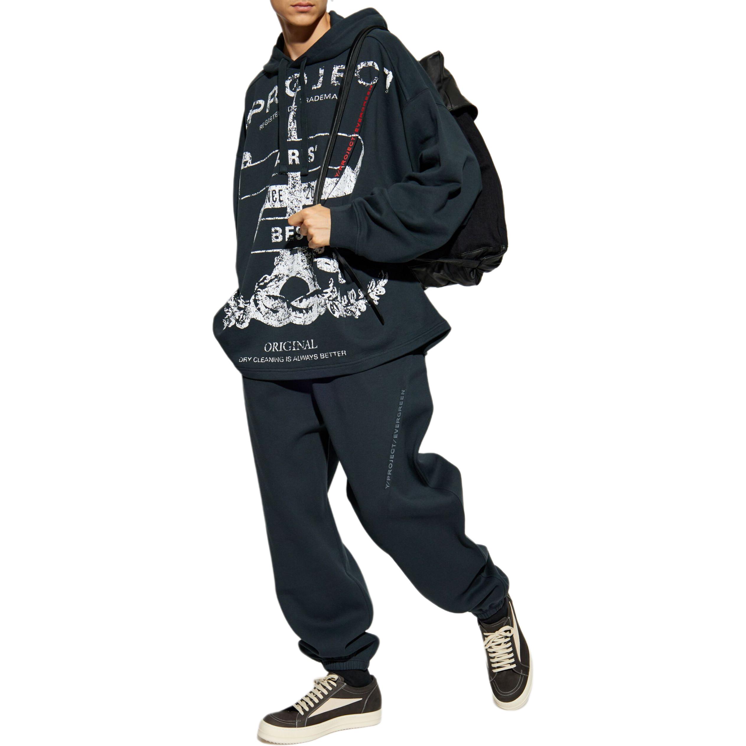 Shop Y/Project FW24 Hoodie Grafik Oversaiz Lengan Panjang Hijau Gelap. 204SH002J132-GREEN