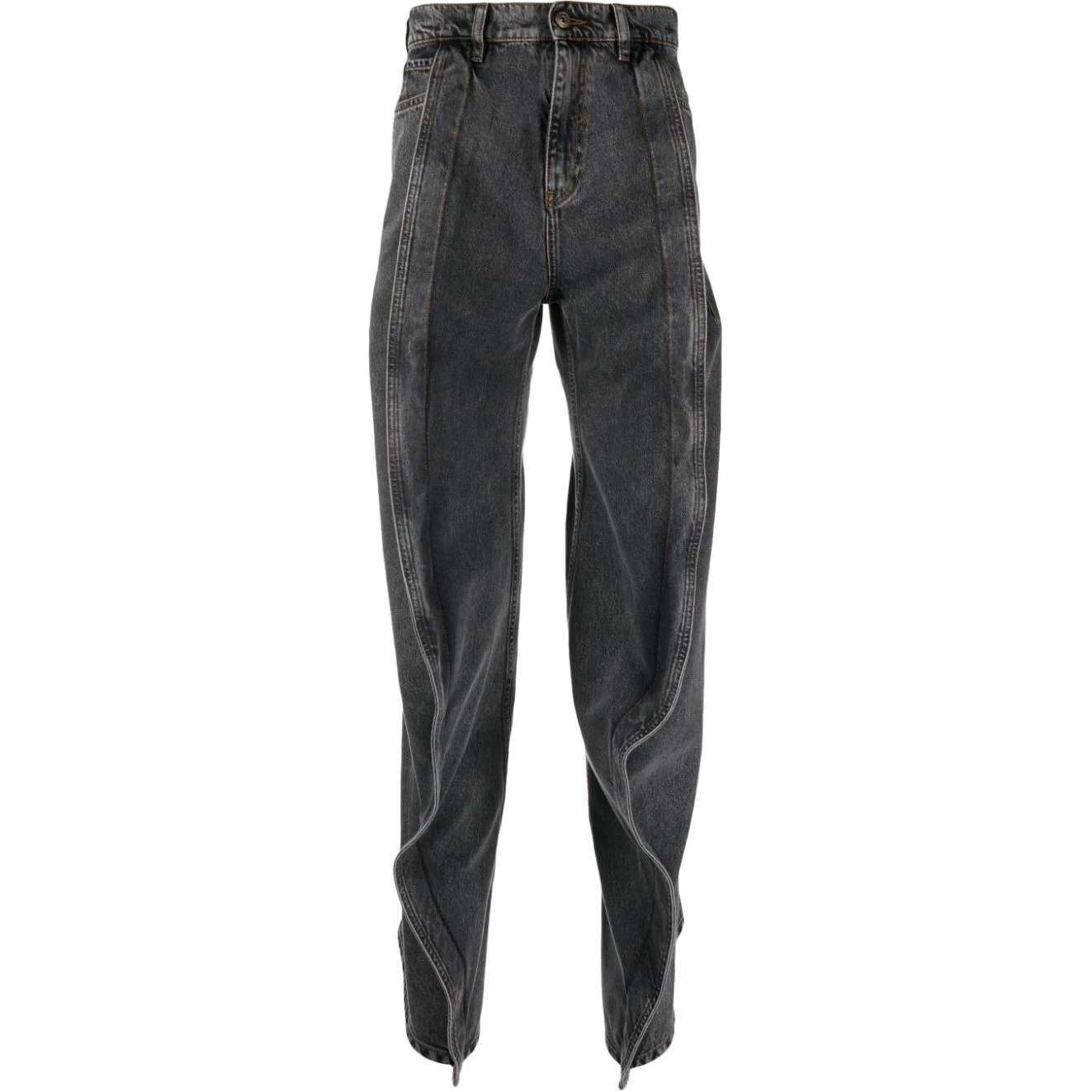 Y/Project YProject FW24 Washed Low-Rise Wide-Leg Jeans Unisex Black JEAN42S25-BLACK