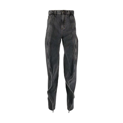 Y/Project YProject FW24 Washed Low-Rise Wide-Leg Jeans Unisex Black JEAN42S25-BLACK