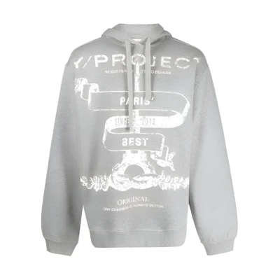 Y/Project YProject Graphic Letter Print Hoodie Unisex Gray SWEAT56S25