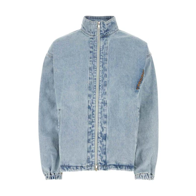 Y/Project YProject Ice Blue Letter Print Denim Jacket Long Sleeve Loose Fit 207JA002D22ICE-BLUE