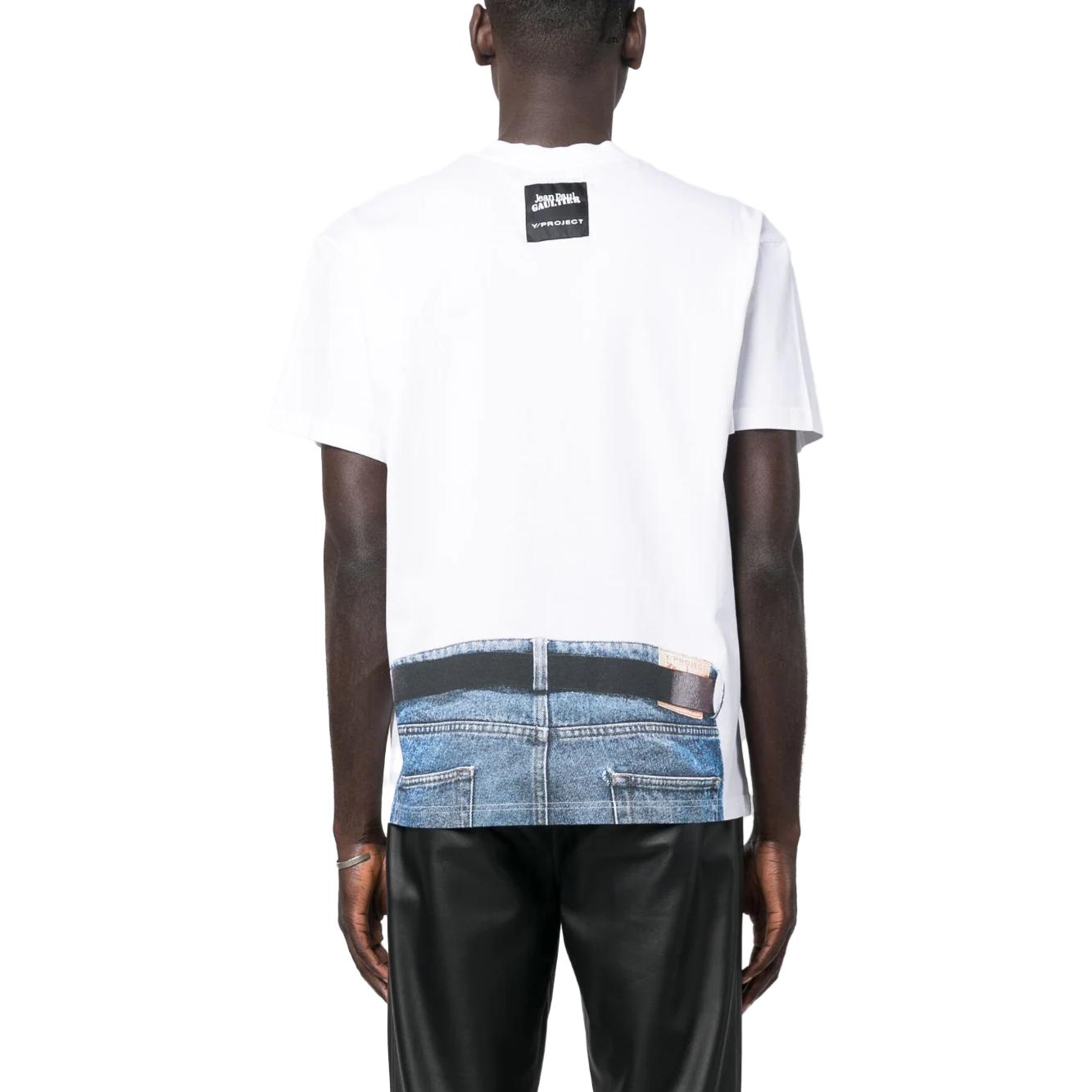 Shop Y/Project YProject Illusion Grafik Krew Leher Lengan Pendek T-Shirt Lelaki YPJPGTS6S24-WHITE