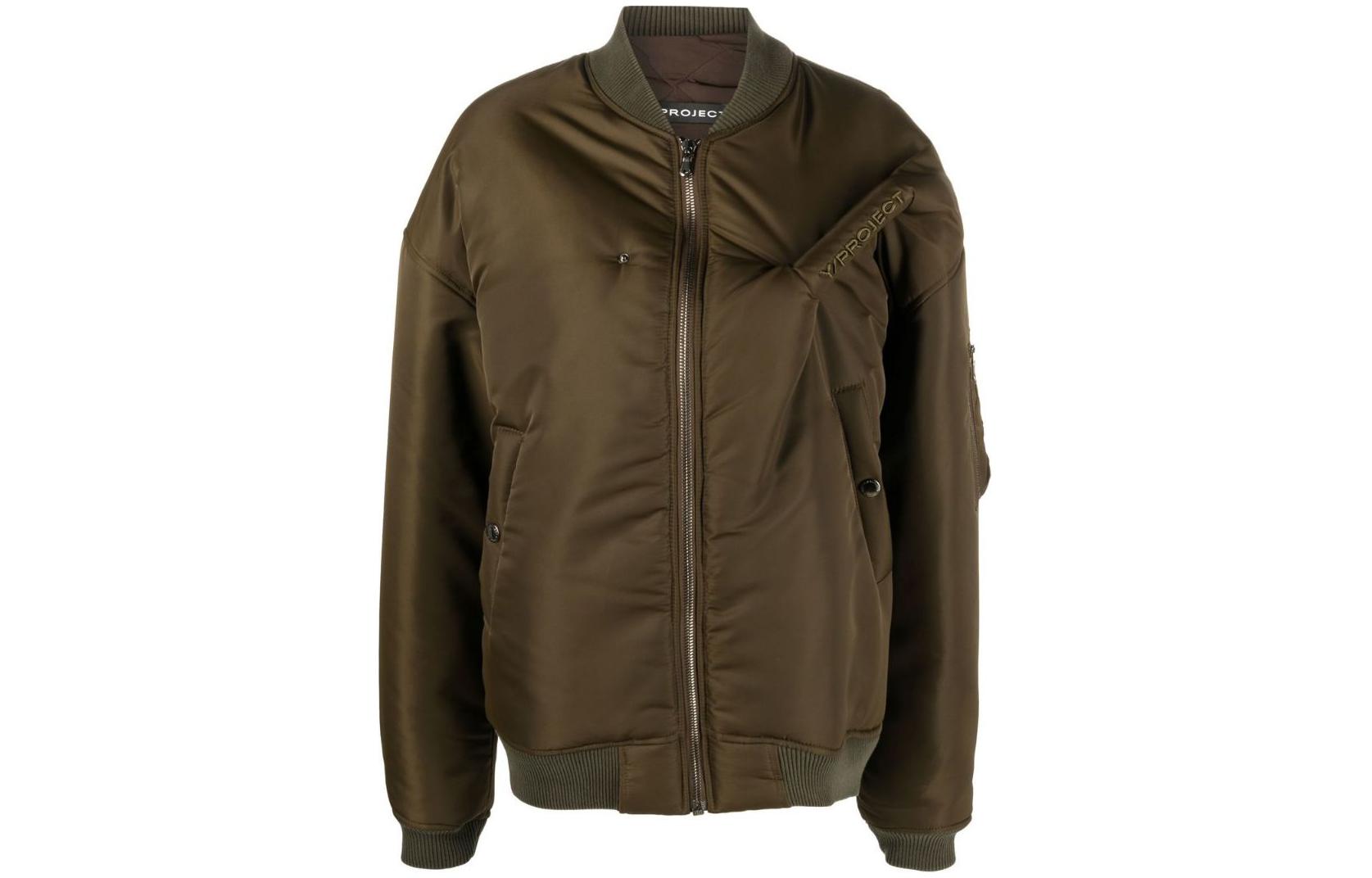 Y/Project YProject Logo Pleated Zipper Bomber Jacket Unisex Military Green JACK91S23