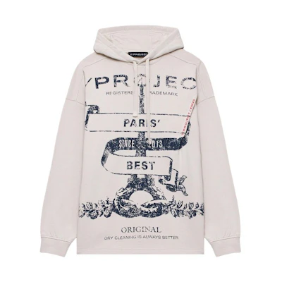 Y/Project YProject Printed Hoodie Unisex Light Beige Long Sleeve 204SH014-LIGH