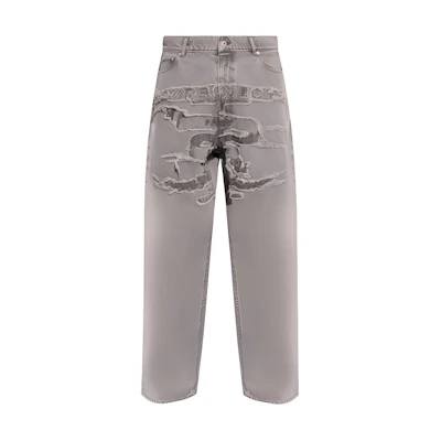 Y/Project YProject SS24 Grey Relaxed Wide-Leg Straight Jeans 207PA005D58-GREY