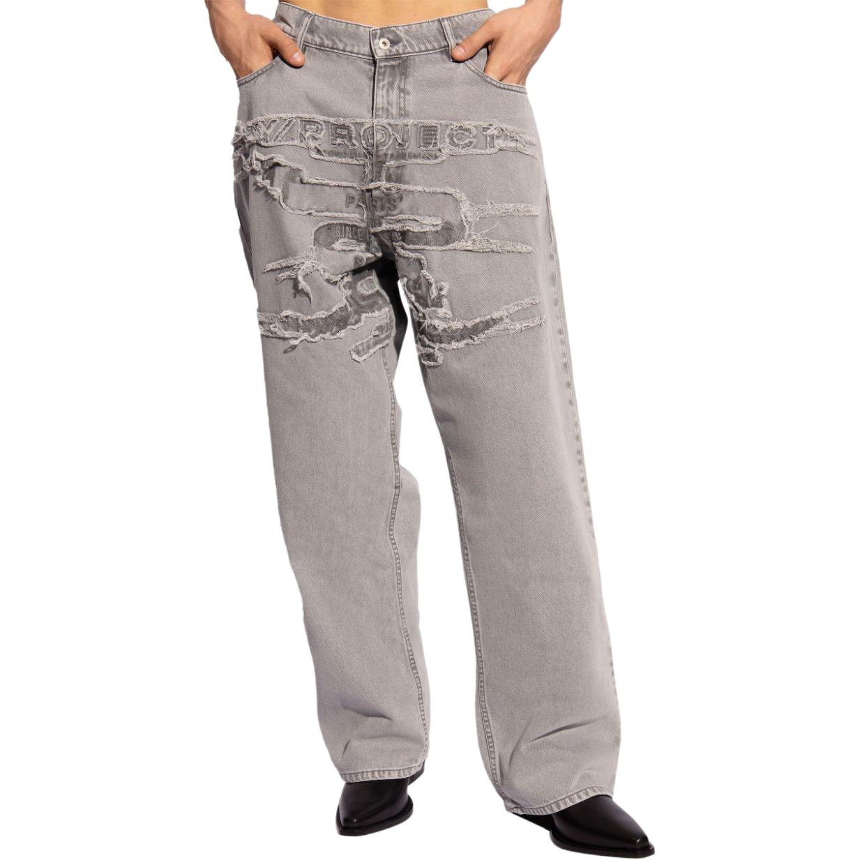 Shop Y/Project YProject SS24 Jeans Abu-abu Relaxed Wide-Leg Straight. 207PA005D58-GREY