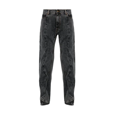 Y/Project YProject SS24 Mid-Rise Straight-Leg Black Denim Jeans. 207PA008-BLACK