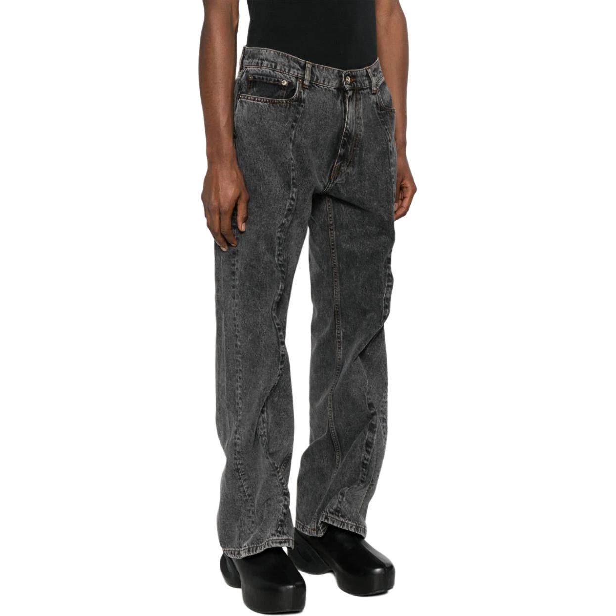 Shop Y/Project YProject SS24 Celana Jeans Hitam Straight-Leg Mid-Rise. 207PA008-BLACK