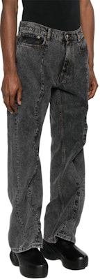 Y/Project YProject SS24 Celana Jeans Hitam Straight-Leg Mid-Rise. 207PA008-BLACK Shop Y/Project YProject SS24 Celana Jeans Hitam Straight-Leg Mid-Rise. 207PA008-BLACK