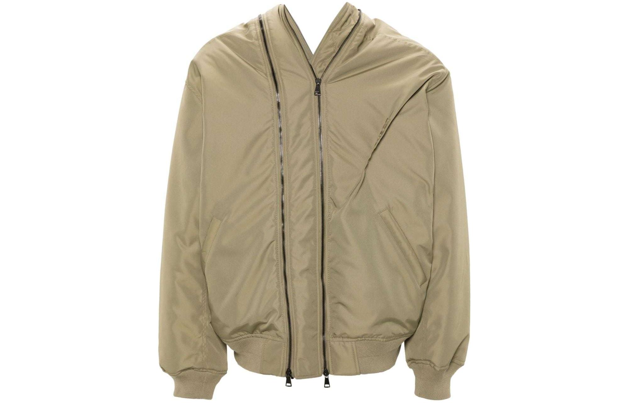 Order Y/Project YProject SS24 Jaket Bomber Asimetris Unisex Beige Gelap 203JA002-GREEN