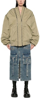 Y/Project YProject SS24 Jaket Bomber Asimetris Unisex Beige Gelap 203JA002-GREEN Shop Y/Project YProject SS24 Jaket Bomber Asimetris Unisex Beige Gelap 203JA002-GREEN
