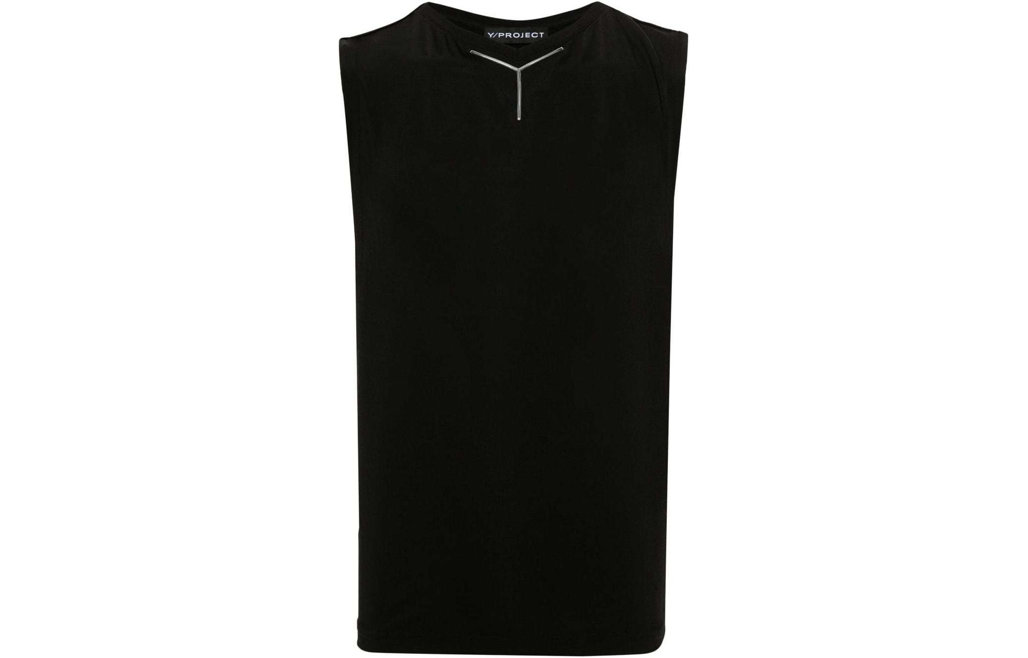 Y/Project YProject SS24 Black Sleeveless Knit Pullover Vest with Logo Patch 204TS007-BLACK