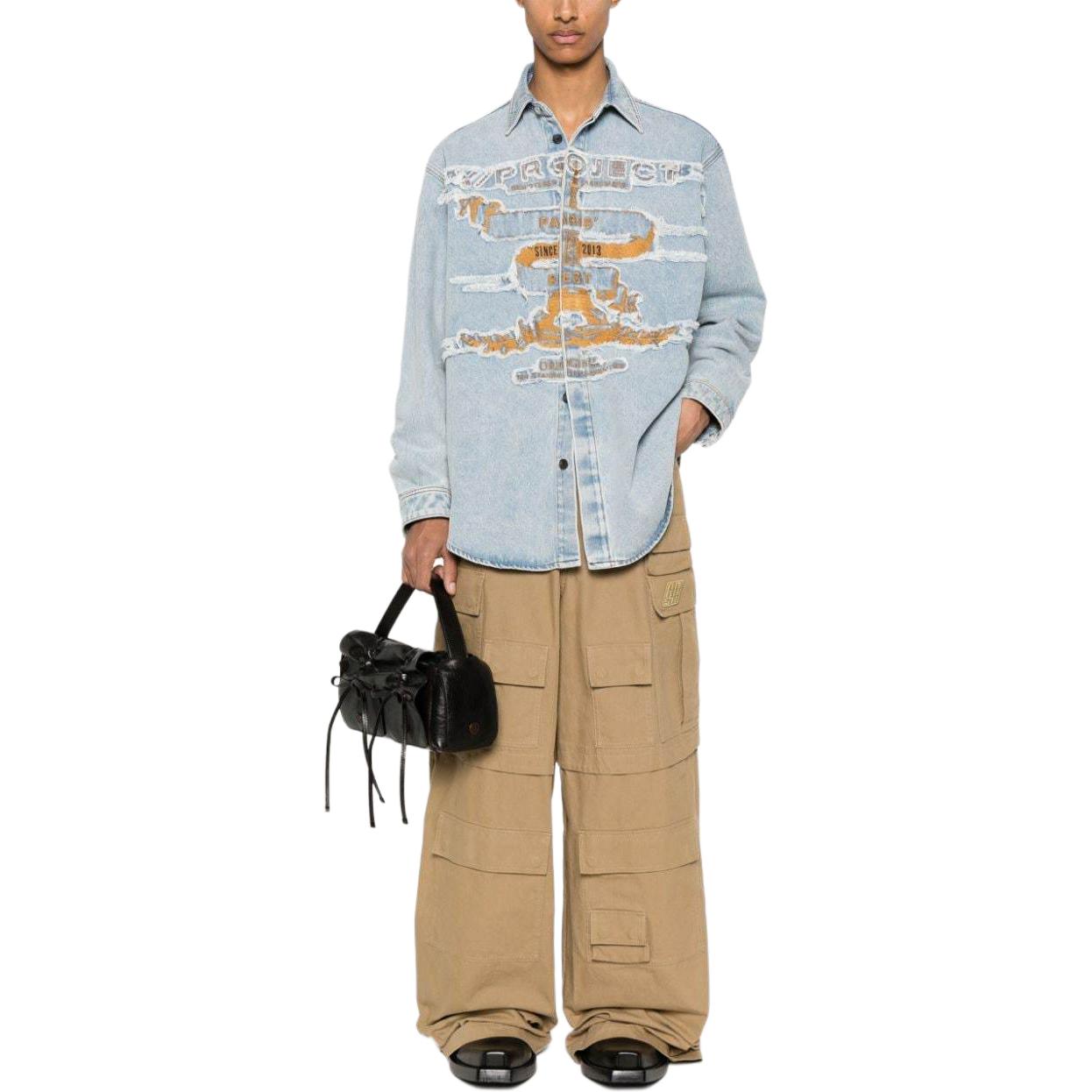 Lookbook Y/Project Jaket Denim Jeans Butang Rosak SS24 Biru Ais Uniseks 207SI002-BLUE