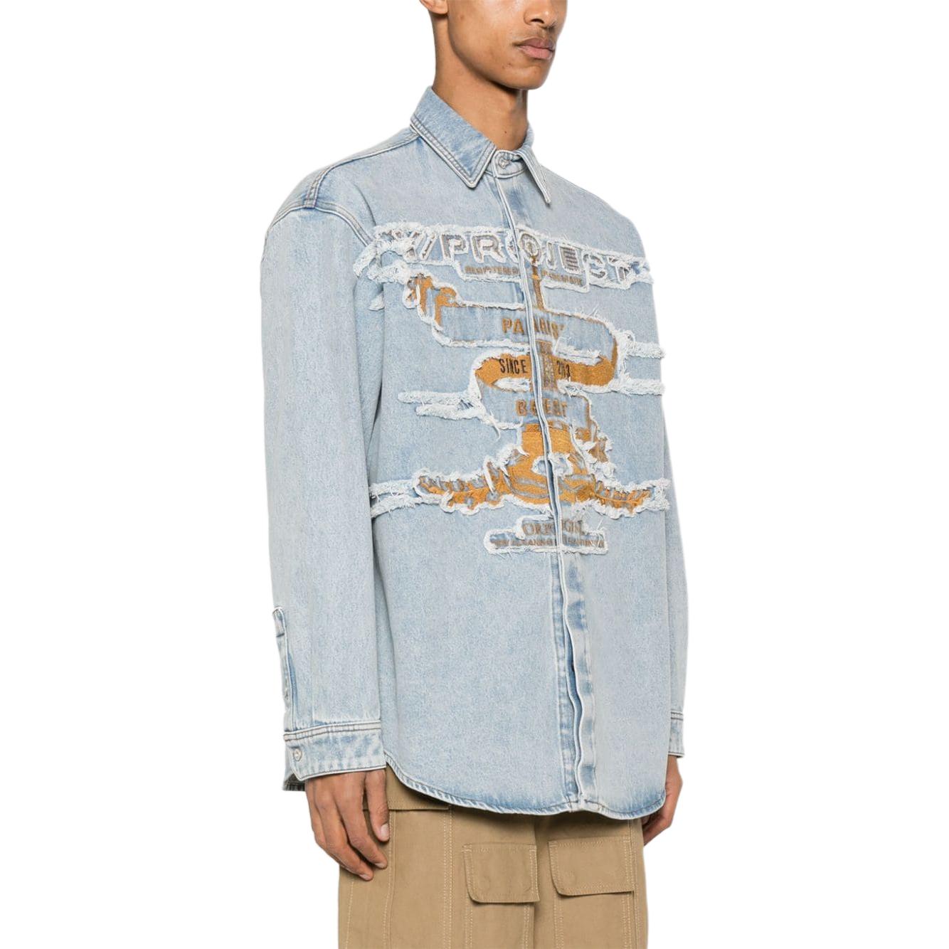 Shop Y/Project Jaket Denim Jeans Butang Rosak SS24 Biru Ais Uniseks 207SI002-BLUE