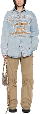 Y/Project Jaket Denim Jeans Butang Rosak SS24 Biru Ais Uniseks 207SI002-BLUE Purchase Y/Project Jaket Denim Jeans Butang Rosak SS24 Biru Ais Uniseks 207SI002-BLUE