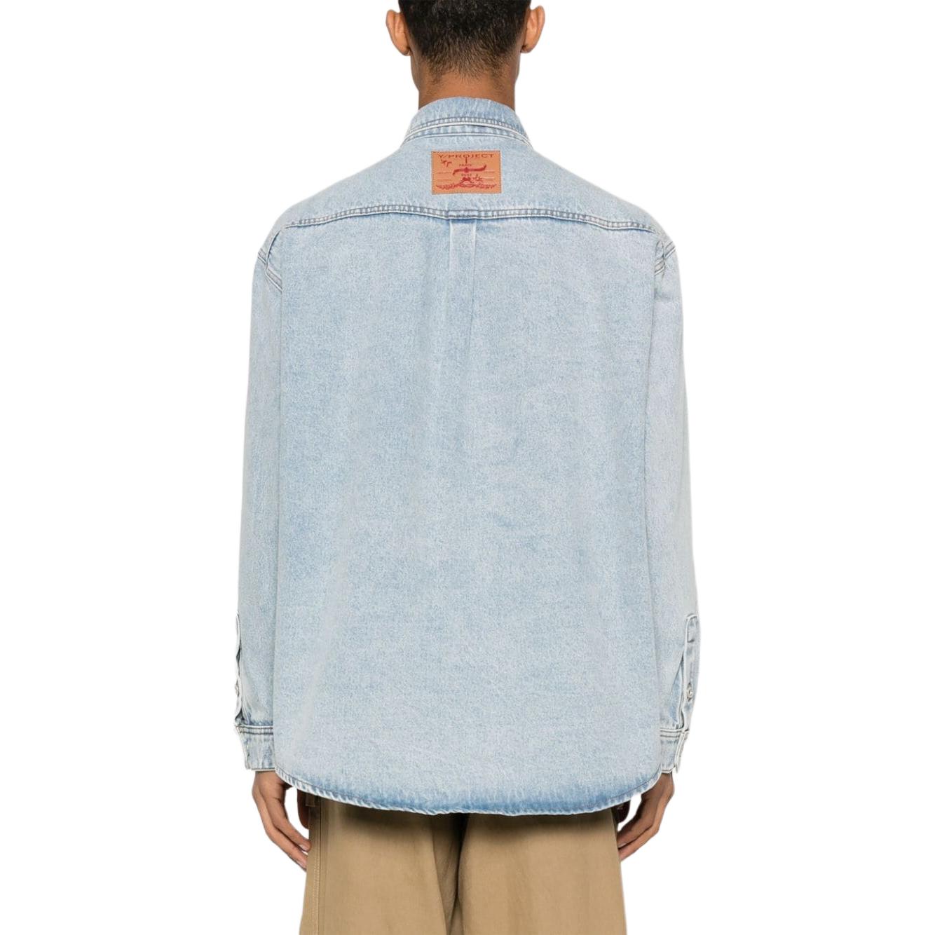 Details for Y/Project Jaket Denim Jeans Butang Rosak SS24 Biru Ais Uniseks 207SI002-BLUE