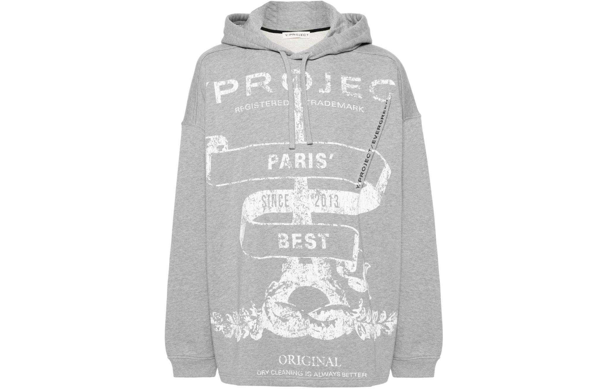 Y/Project YProject SS24 Logo Print Ribbed Knit Pullover Hoodie Unisex Grey 204SH002-GREY