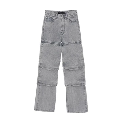 Y/Project YProject SS24 Straight Cut Asymmetrical Denim Jeans Unisex Light Gray 207PA011D40