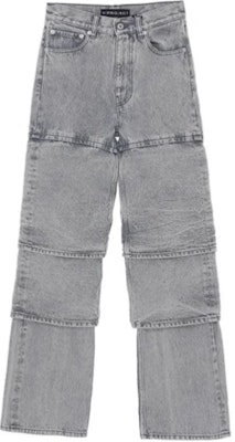 Y/Project SS24 Jeans Potongan Lurus Asimetris Uniseks Kelabu Terang 207PA011D40 Order Y/Project SS24 Jeans Potongan Lurus Asimetris Uniseks Kelabu Terang 207PA011D40