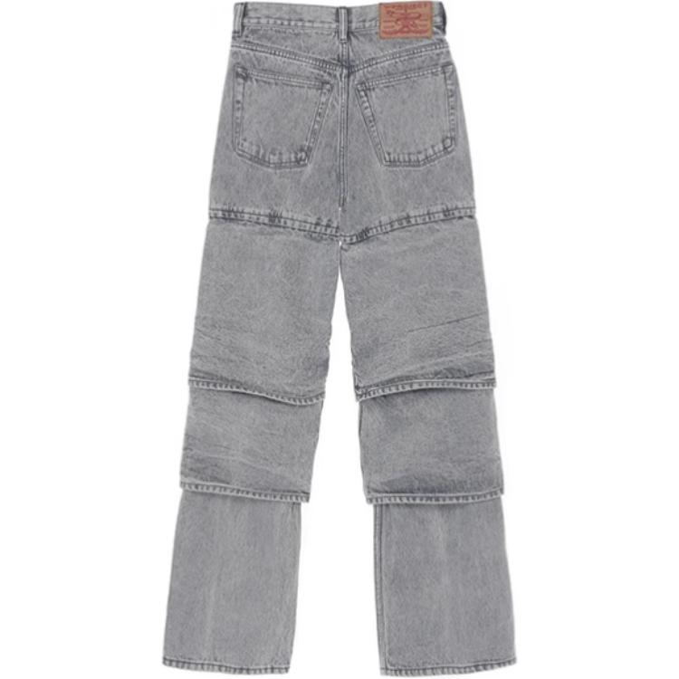 Lookbook Y/Project SS24 Jeans Potongan Lurus Asimetris Uniseks Kelabu Terang 207PA011D40