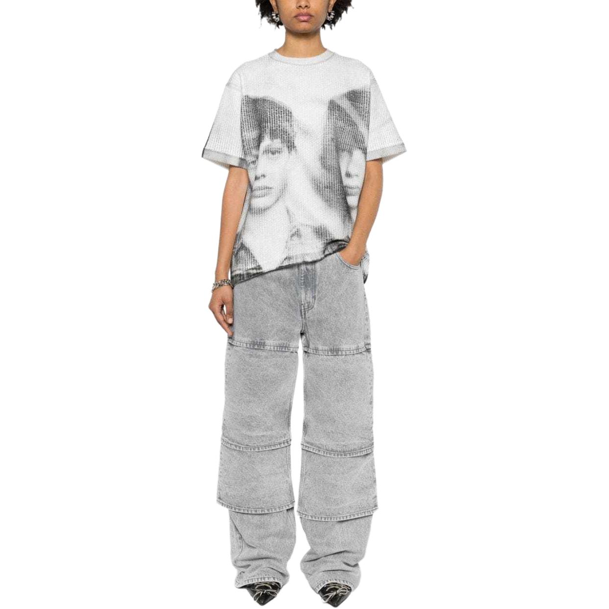 Lookbook Y/Project SS24 Jeans Lebar Patchwork Unisex Kelabu Terang 207PA011-GREY