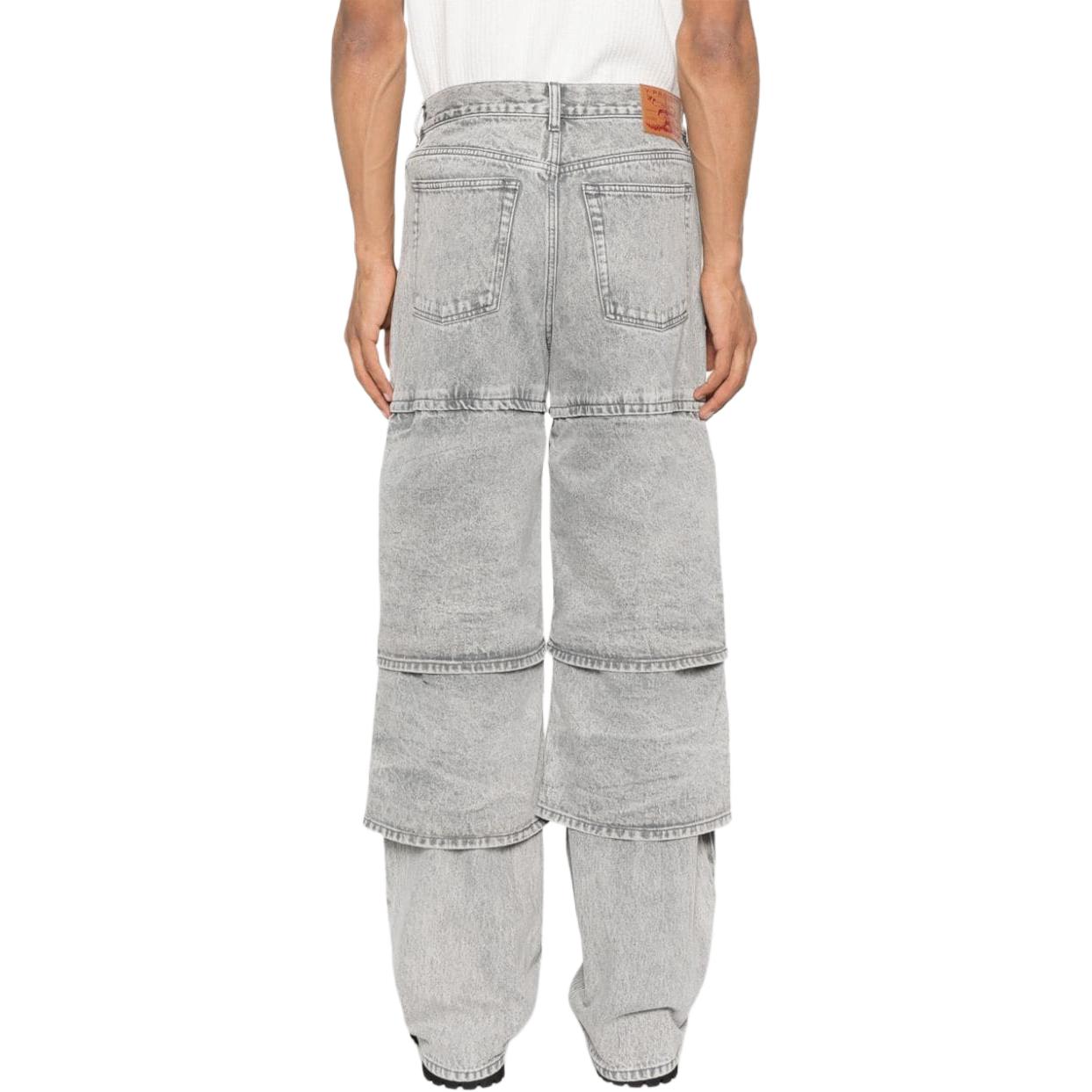 Shop Y/Project SS24 Jeans Lebar Patchwork Unisex Kelabu Terang 207PA011-GREY