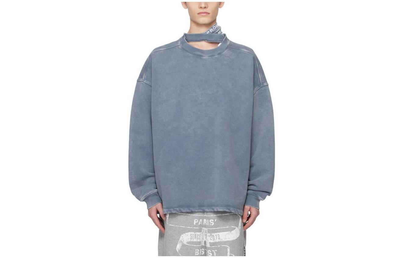 Y/Project YProject Washed Effect Fleece Pullover Oversized Sweatshirt Blue - 241893M204003