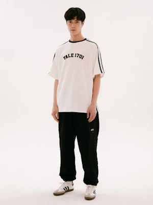 YALE Appliqué Taping Raglan Short Sleeve T-Shirt White YEM8SS311BWH Details for YALE Appliqué Taping Raglan Short Sleeve T-Shirt White YEM8SS311BWH