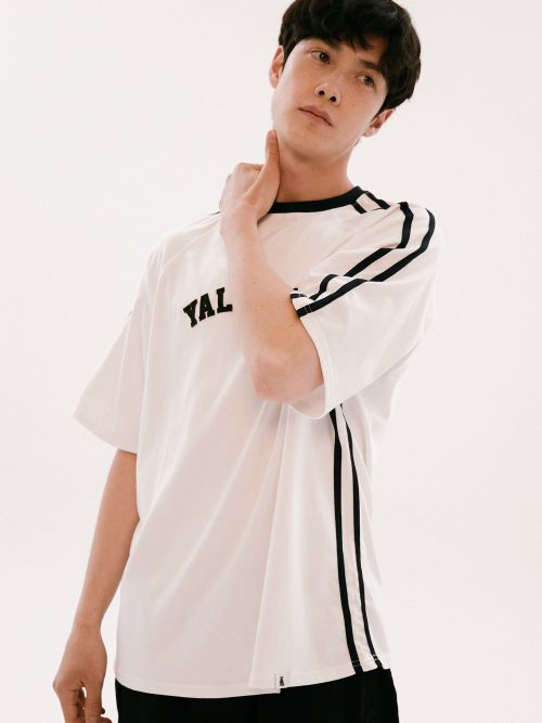 Sizing YALE Appliqué Taping Raglan Short Sleeve T-Shirt White YEM8SS311BWH