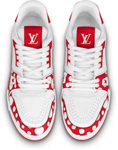 草間彌生/Yayoi Kusama x LOUIS VUITTON 運動鞋 牛皮 低筒 繫帶 時尚板鞋 男女同款 白紅 Lookbook 草間彌生/Yayoi Kusama x LOUIS VUITTON 運動鞋 牛皮 低筒 繫帶 時尚板鞋 男女同款 白紅