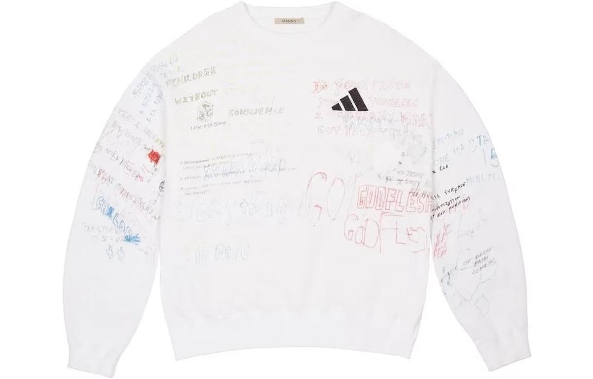 Yeezy Graffiti Hand-Drawn Crewneck Long Sleeve Sweatshirt White Yeezy-SS21-062