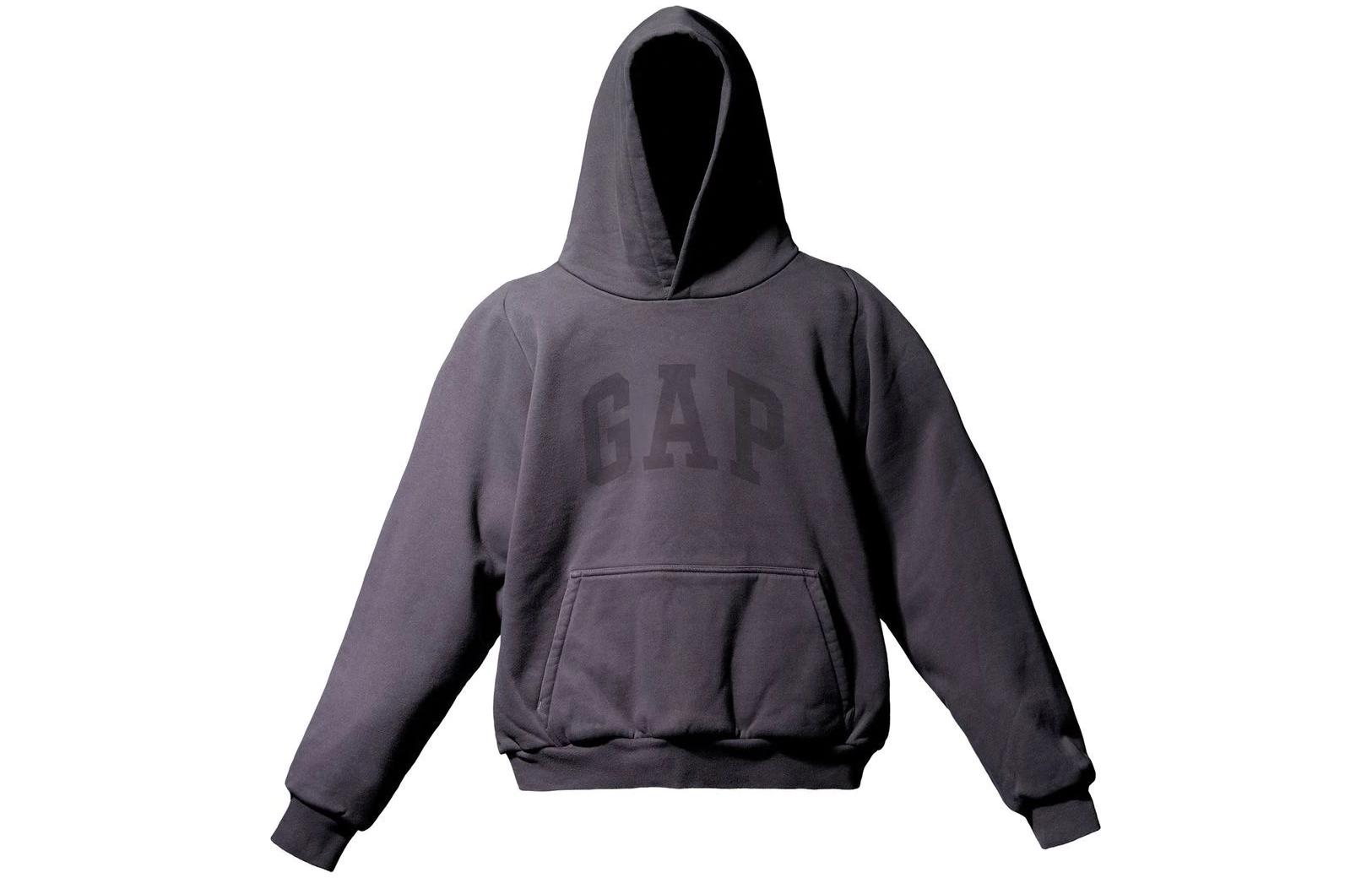 Yeezy x Gap x Balenciaga Logo Hoodie Unisex Washed Black Pullover 719623TMVQ5-b