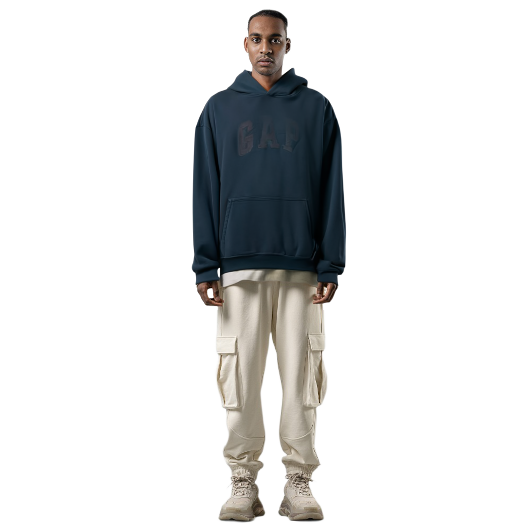 Purchase YEEZY x Gap x Balenciaga ロゴプリントプルオーバーパーカー ユニセックス - ダークブルー YEEZY-SS22-122