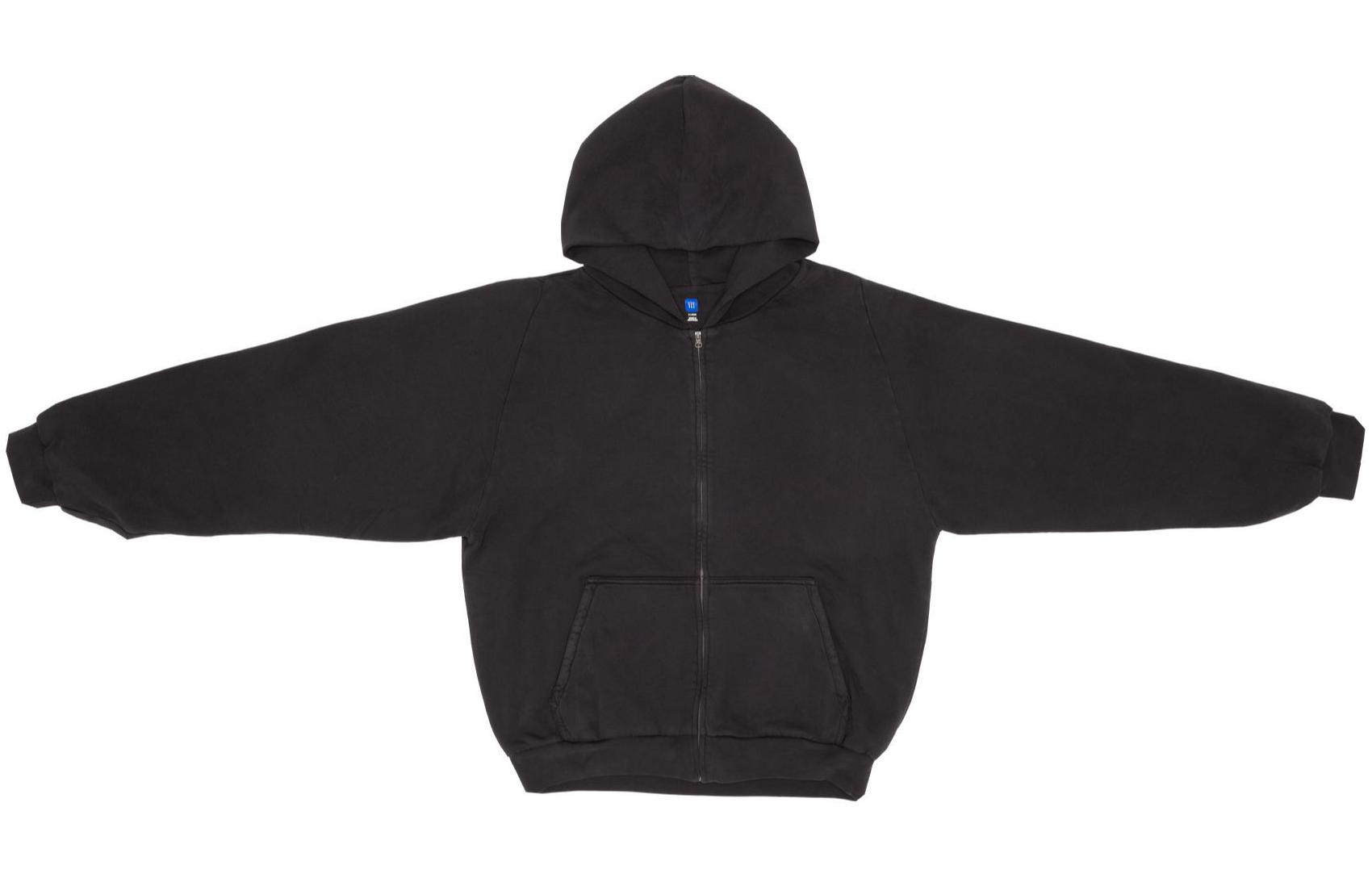 YEEZY x Gap x Balenciaga SS24 Black Unisex Minimalist Zip-Up Hoodie. YZY-SS24-08