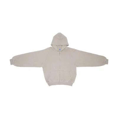 YEEZY Gap Balenciaga SS24 Gray Taupe Minimalist Zip-Up Hoodie Unisex. YZY-SS24-11