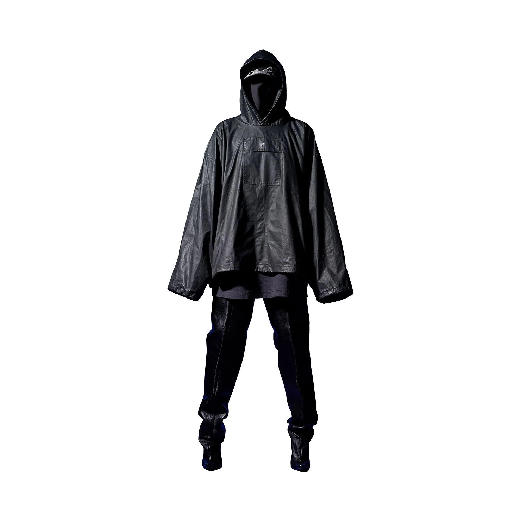 Shop Yeezy x Gap x Balenciaga 男款黑色防水連帽外套 Yeezy-SS22-155 YEEZY-SS22-155